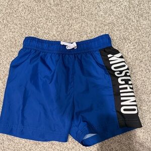 Kids Moschino Royal Blue Shorts with Black Logo Panel